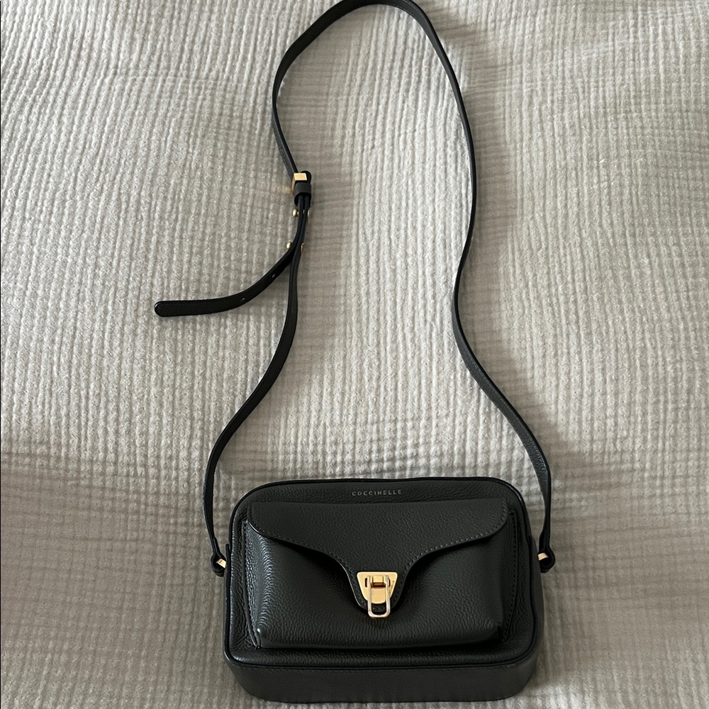Coccinelle Olive Green Leather Crossbody Bag